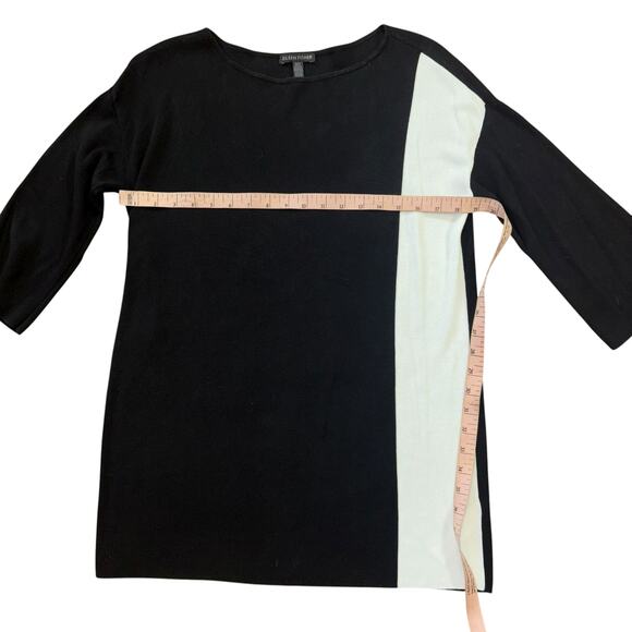 Eileen Fisher Black White Color Block Tunic Mini Dress Shirt Womens S Minimalist - Picture 8 of 9